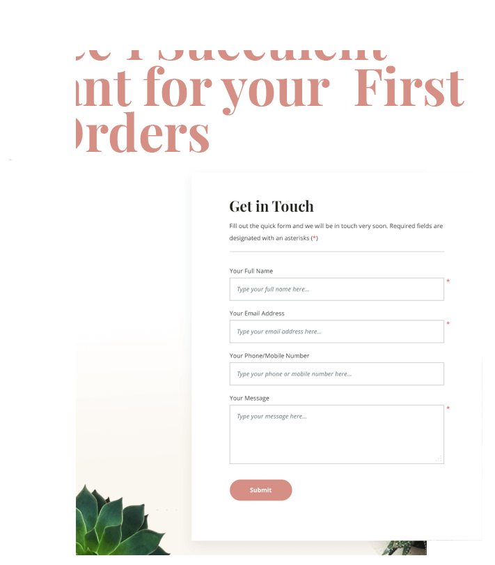 Free 1 Succulent Plant for your first 3 Orders